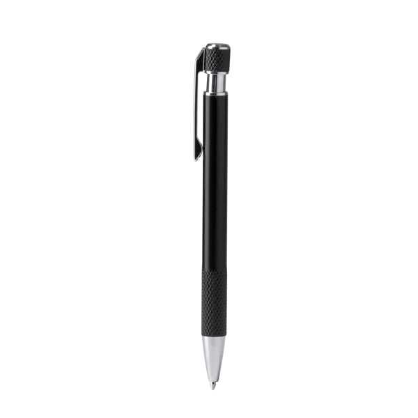 Bolígrafo fino de aluminio reciclado mate · Negro