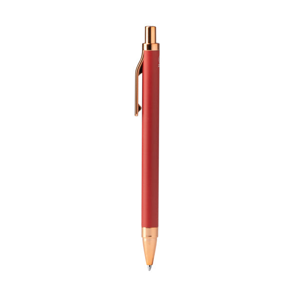 Bolígrafo de aluminio reciclado mate con detalles cobre · Rojo
