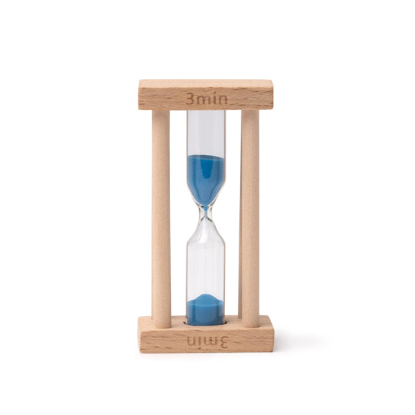 Reloj de arena de 3 minutos con estructura de madera · Crudo
