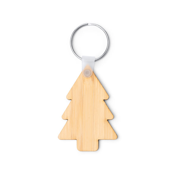 Llavero de bambú árbol de Navidad · Crudo
