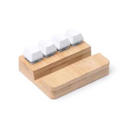 Soporte antiestrés de bambú para móvil