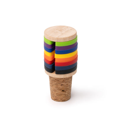 Tapón de corcho y bambú con marcadores para copas