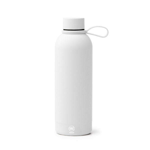 Botella térmica de acero reciclado 500 ml tacto goma · Blanco