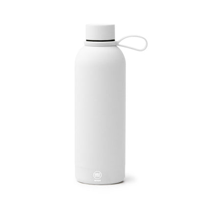 Botella térmica de acero reciclado 500 ml tacto goma · Blanco