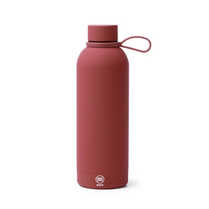 Botella térmica de acero reciclado 500 ml tacto goma · Rojo Oscuro