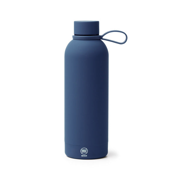 Botella térmica de acero reciclado 500 ml tacto goma · Marino