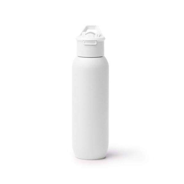 Botella térmica de acero reciclado 500 ml con pajita · Blanco