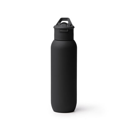 Botella térmica de acero reciclado 500 ml con pajita · Negro
