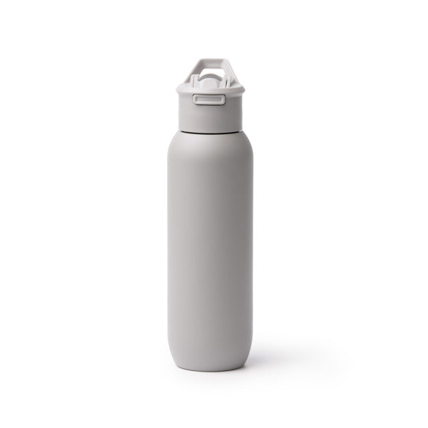 Botella térmica de acero reciclado 500 ml con pajita · Gris