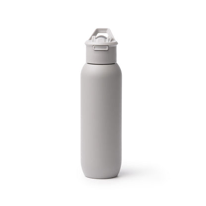 Botella térmica de acero reciclado 500 ml con pajita · Gris