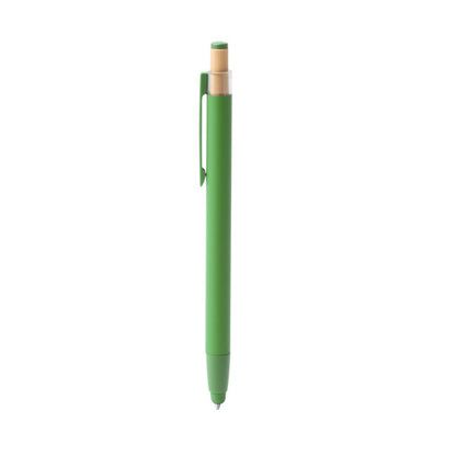 Bolígrafo de aluminio reciclado con pulsador de bambú y puntero · Verde Helecho