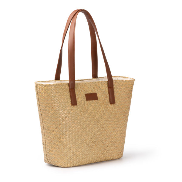 Bolso de paja con asas de polipiel