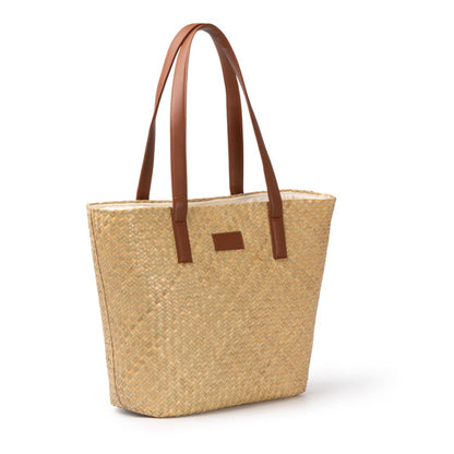 Bolso de paja con asas de polipiel
