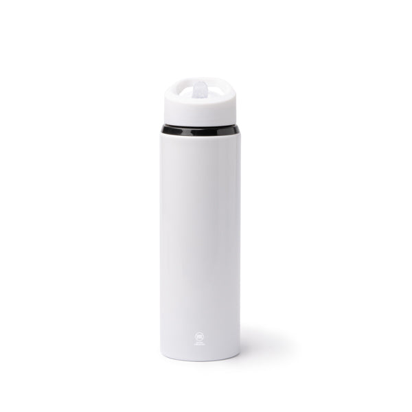 Botella de acero reciclado 700 ml con pajita abatible · Blanco