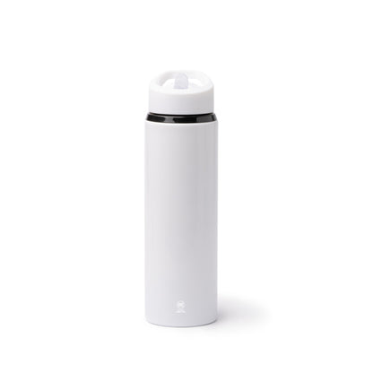 Botella de acero reciclado 700 ml con pajita abatible · Blanco