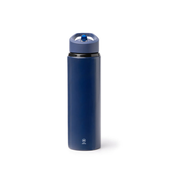 Botella de acero reciclado 700 ml con pajita abatible · Marino