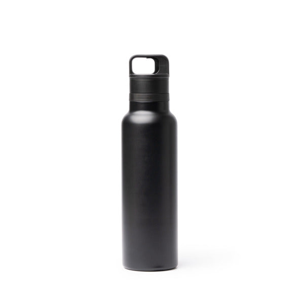 Botella térmica de acero reciclado 750 ml con botón · Negro