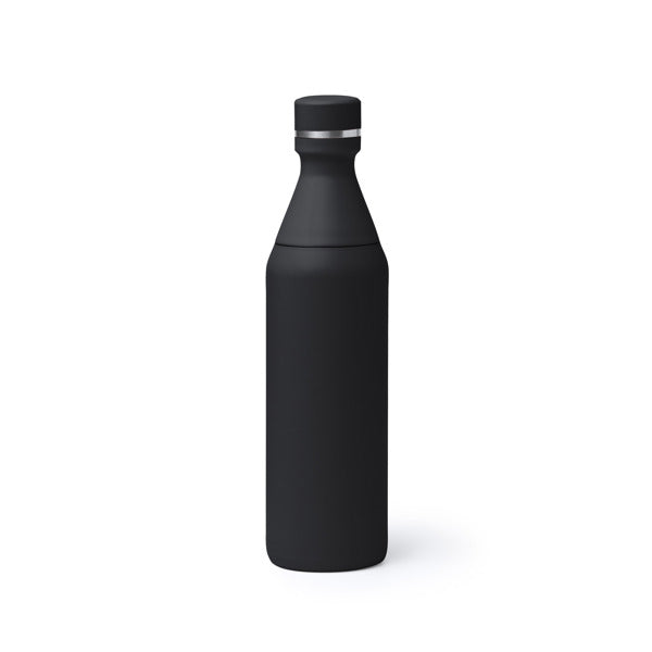 Botella térmica de acero inoxidable 550 ml con doble apertura · Negro
