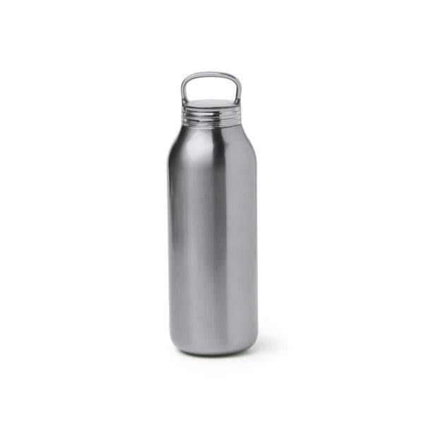 Botella térmica 500 ml con asa y base antideslizante · Plata