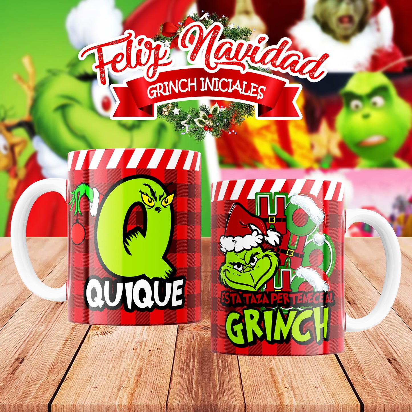 Tazas Grinchbecedario- Taza Divertida Navidad - Regalo Original Anti Navidad