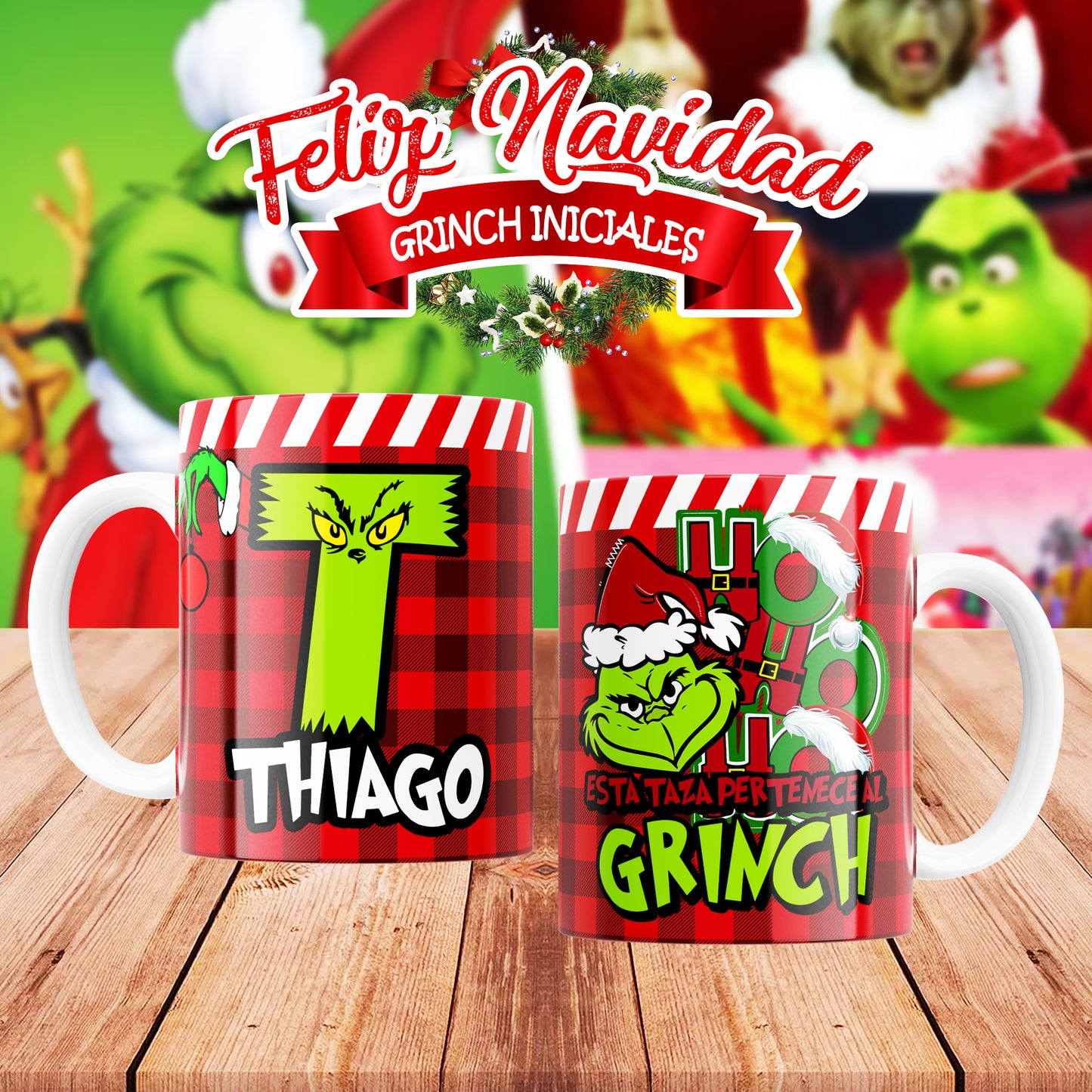 Tazas Grinchbecedario- Taza Divertida Navidad - Regalo Original Anti Navidad