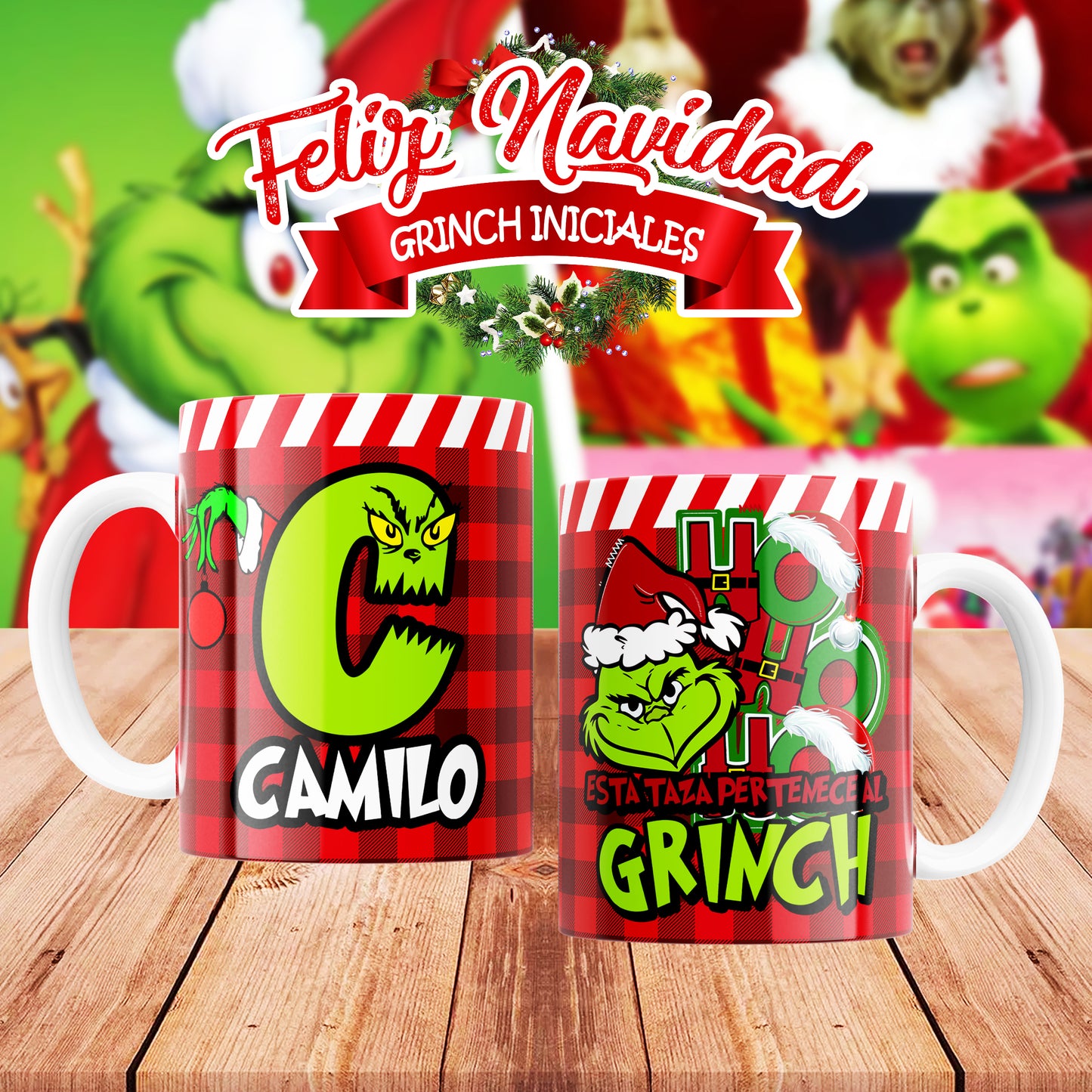 Tazas Grinchbecedario- Taza Divertida Navidad - Regalo Original Anti Navidad