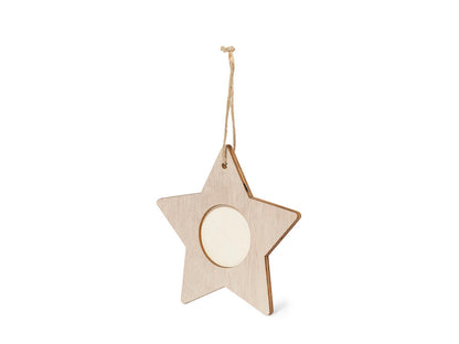 Adorno navideño portafotos de madera · Estrella