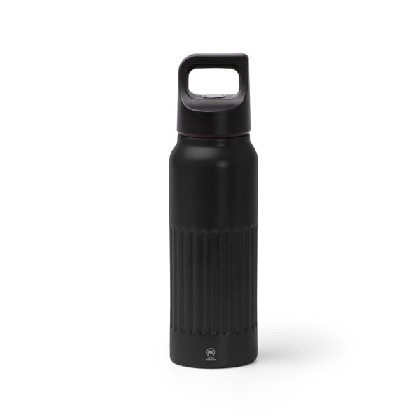 Botella térmica de acero reciclado 500 ml con base biselada · Negro