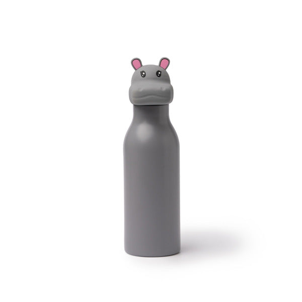 Botella térmica infantil 450 ml con tapón de animal · Gris