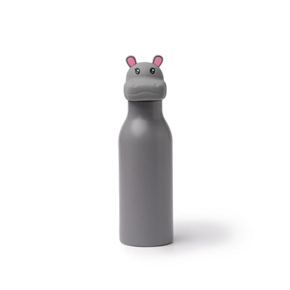 Botella térmica infantil 450 ml con tapón de animal · Gris