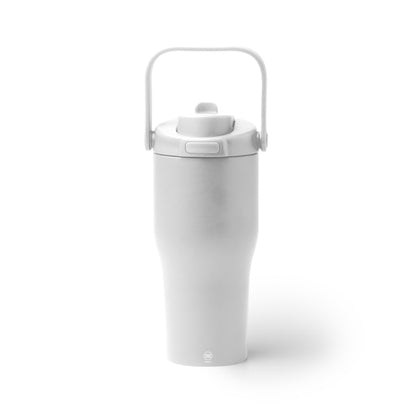 Botella térmica de acero reciclado 550 ml con pajita y asa · Blanco