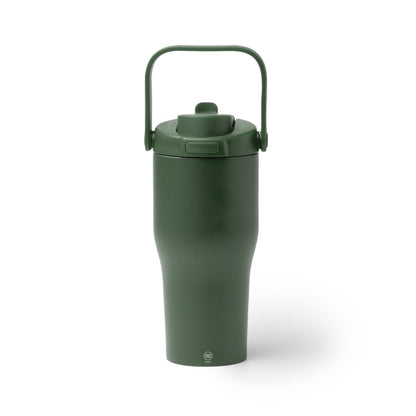 Botella térmica de acero reciclado 550 ml con pajita y asa · Verde Oscuro