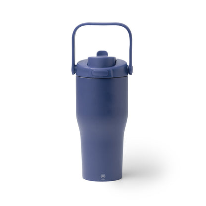 Botella térmica de acero reciclado 550 ml con pajita y asa · Marino