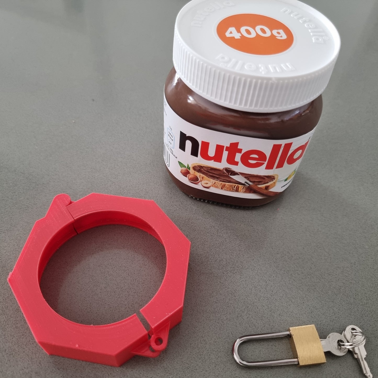 Tapa antirrobo para Nutella – Impresa en 3D, con opción de candado 🔒
