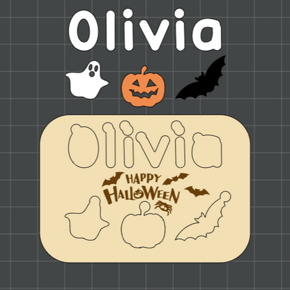 Puzzle de Halloween con nombre impreso en 3D – Regalo infantil personalizado