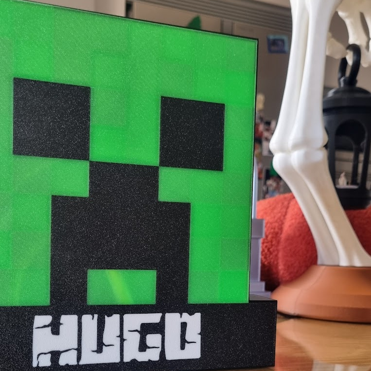 Caja de luz Minecraft personalizada con nombre - Impresa en 3D - Luz LED USB - Regalo gamer