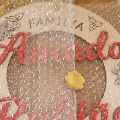 Corona navideña de madera personalizada Familia [Apellido]