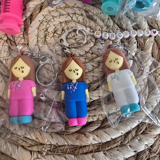 Rompeampollas enfermera personalizado – Regalo sanitario con nombre – Azul, rosa o blanco