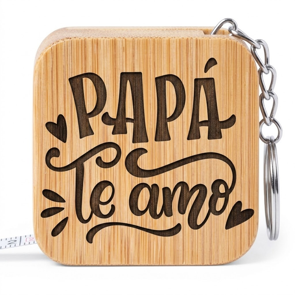 Llavero Flexómetro de Bambú Personalizado - Regalo Día del Padre