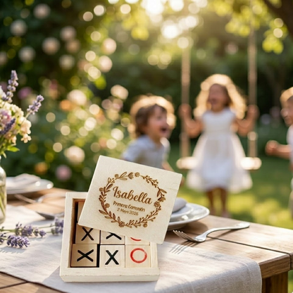 Tres en Raya de Madera Personalizado - Detalle de Comunión