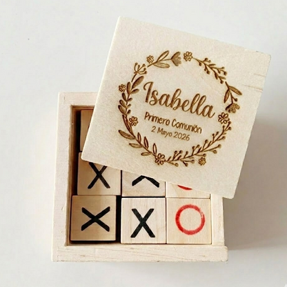 Tres en Raya de Madera Personalizado - Detalle de Comunión