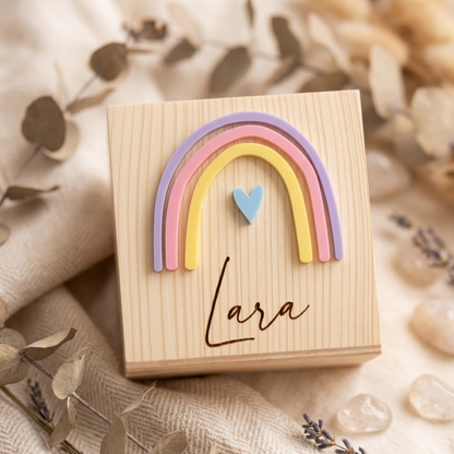 Portalápices Arco Iris 3D Personalizado con Nombre Grabado