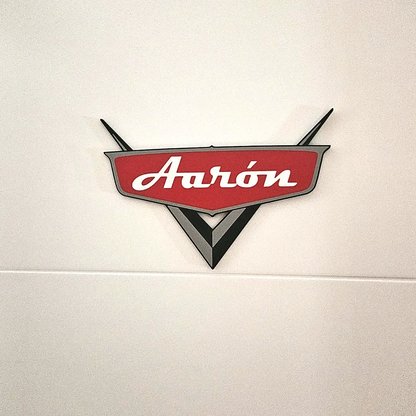 Letrero 3D Estilo Cars Personalizado – Nombre Pared o Puerta 🏎️