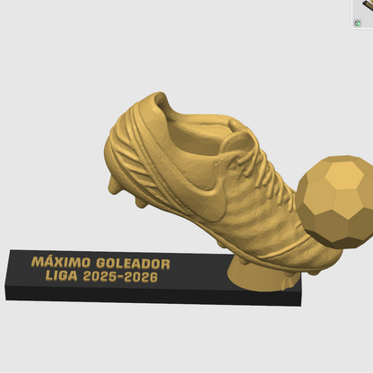 Trofeo 3D fútbol - Bota con balón y texto personalizado