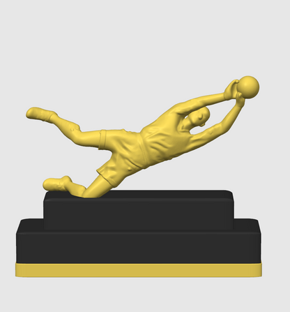 Trofeo Fútbol - Portero haciendo parada. Grabado láser en base personalizado.