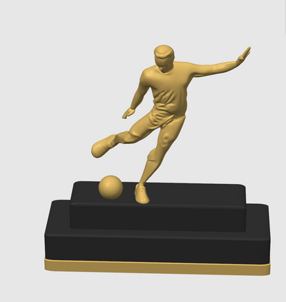 Trofeo jugador golpeando pelota - Grabado láser en base con texto personalizado