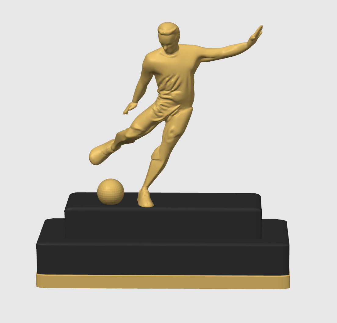 Trofeo jugador golpeando pelota - Grabado láser en base con texto personalizado