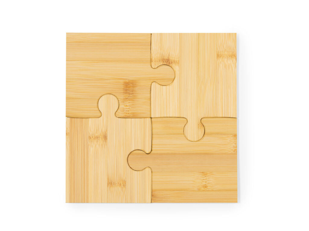Set 4 posavasos puzle de bambú
