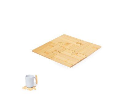 Set 4 posavasos puzle de bambú