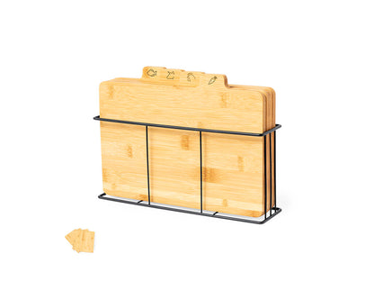 Set 4 tablas de cortar de bambú con soporte